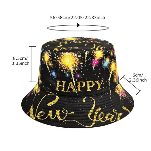 Wholesale Happy New Year Pattern Bucket Hat for Everyday Sun Protection