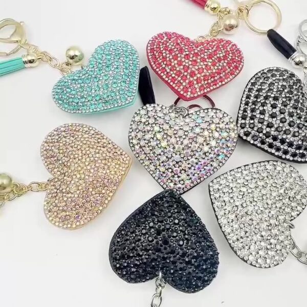 Wholesale Crystal Heart Keychain Bag Charm Zinc Alloy Boutique Resale Accessory