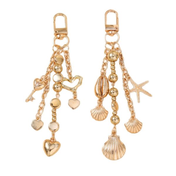 Wholesale Ocean Beach Themed Resin Keychain with Shell and Starfish Beads Boutique Resale Accessory