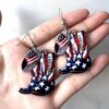 oly-cf3b20dd5983b7601b10c6c01fb98166 Wholesale Acrylic USA Flag Boot Earrings Retro Double Sided Design Fashion Accessory