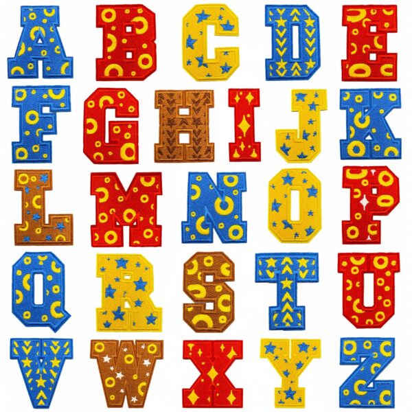 oly-cf4607ddd8dd7e8f9d7f32ce1e418fa8 Wholesale Polyester Cartoon Embroidery Patches with Letter and Star Design Fashion Accessory