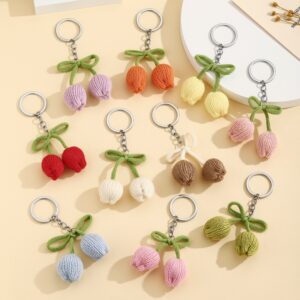 oly-cf4df79315ff4746a1e6b691b5a730ae Wholesale Green Wool Tulip Bud Keychain Fashion Car Key Accessory Gift