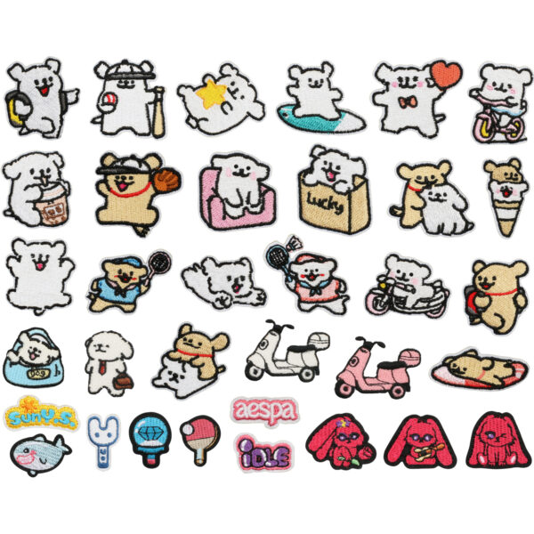 oly-cf51792635d35f3b5cf3e20631816a0a Wholesale Line Dog Embroidered Patch Cute Rabbit Design Polyester Thread Iron-On Clothing Decorative Accent