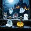 Wholesale Resin Halloween Luminous Ghost Pumpkin Figurine Decorative Ornament Gift