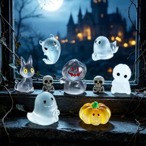 Wholesale Resin Halloween Luminous Ghost Pumpkin Figurine Decorative Ornament Gift