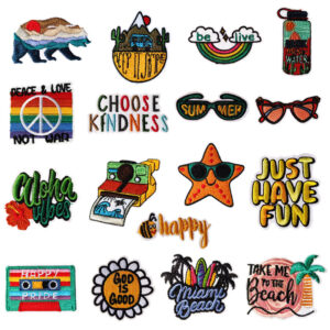 oly-cf637cd47086912f73de0a486a48ff20 Wholesale VSCO Style Embroidered Patches - Colorful Beach Theme Cloth Stickers for Clothing DIY Fashion Accessory