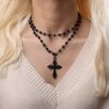 oly-cf998486f85a107c8f32493346475385 Wholesale Zinc Alloy Gothic Layered Cross Necklace with Bat Pendant Jewelry Accessory for Everyday Wear