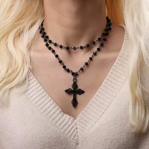 oly-cf998486f85a107c8f32493346475385 Wholesale Zinc Alloy Gothic Layered Cross Necklace with Bat Pendant Jewelry Accessory for Everyday Wear
