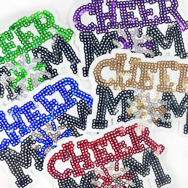 oly-cf99f28e75b663d5ce7766ba2526bc6d Wholesale Sequin Cheer Mom Patch - Iron-On Applique for Jackets, Fashion Accessory for Everyday Use