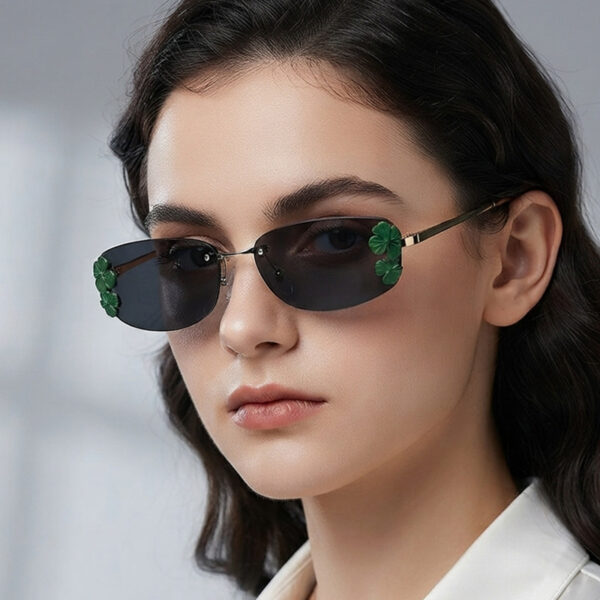 oly-cf9ec1ebe86516017c19861f6856e0d1 Wholesale Leaf Decoration Frameless Square Sunglasses UV400 Gold Frame Gray Lenses Boutique Resale