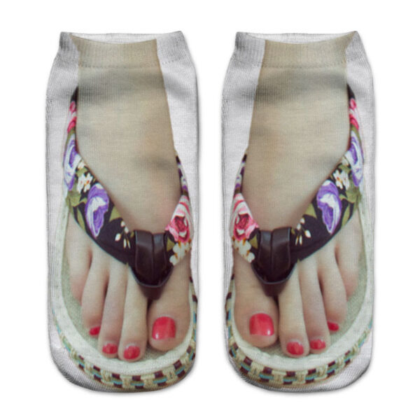 oly-cfa1eedc67bfe15858d90e42570187cf Wholesale 3D Flip Flop Printed Socks Geometric Pattern Breathable Polyester Cotton Party Fashion Socks for Kids