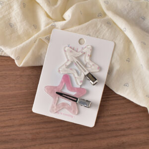 31# pink star seamless hair clips - 2pcs