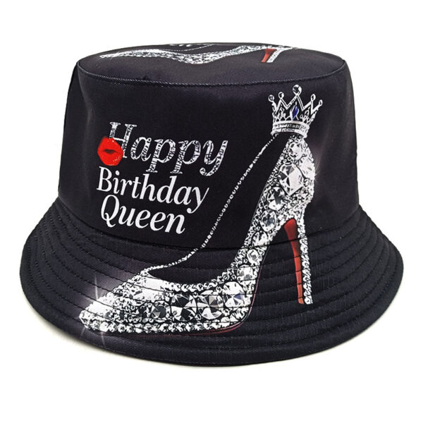 Wholesale Happy Birthday Crown High Heel Pattern Bucket Hat Fashion Accessory for Gift Boutique Resale