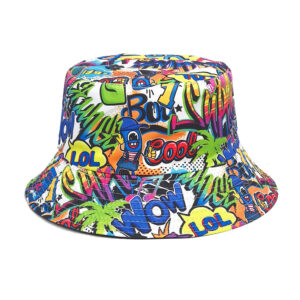 Wholesale Graffiti Print Fisherman Hat Casual Sun Hat for Outdoor Daily Wear