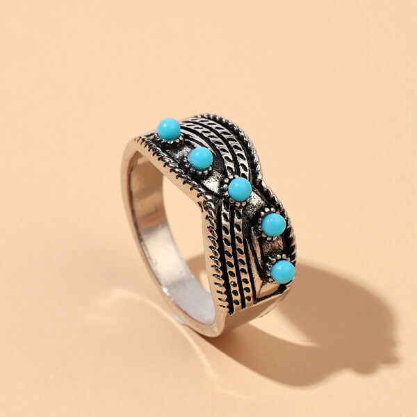 oly-d01f7316ea8f3293b5eebcf836976bff Wholesale Silver Electroplated Bohemian Turquoise Ring Fashion Jewelry Accessory for Boutique Resale