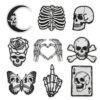 oly-d032b711776143cdee411c5dd6c3d5da Wholesale Skull Embroidery Patch Black White Butterfly Iron-On Decorative DIY Accessory