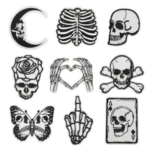 Wholesale Skull Embroidery Patch Black White Butterfly Iron-On Decorative DIY Accessory