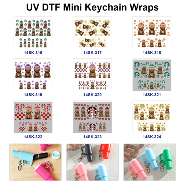 oly-d04611f781ed248a4dda19761121ffc2 Wholesale 2/4/8pcs Teddy Bear Theme Mini Cup Keychain Sticker