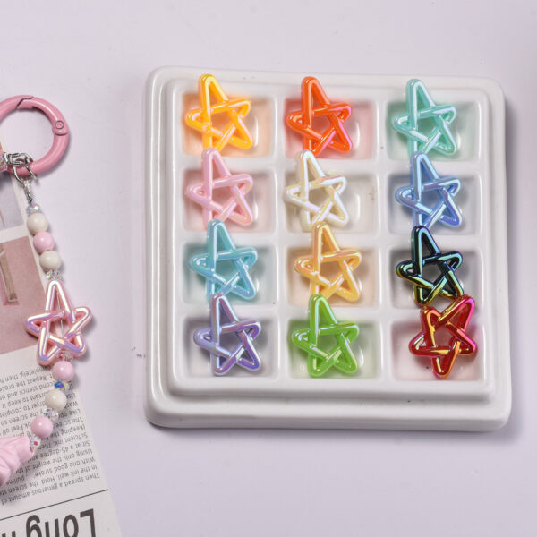 oly-d04a3fa1a88df41edc491f6897c25f03 Wholesale Y2K UV Plated Five Point Star Acrylic Beads for DIY Keychain Fashion Accessory
