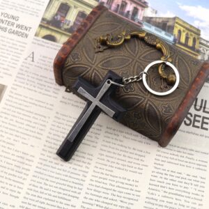 Black double layer cross keychain