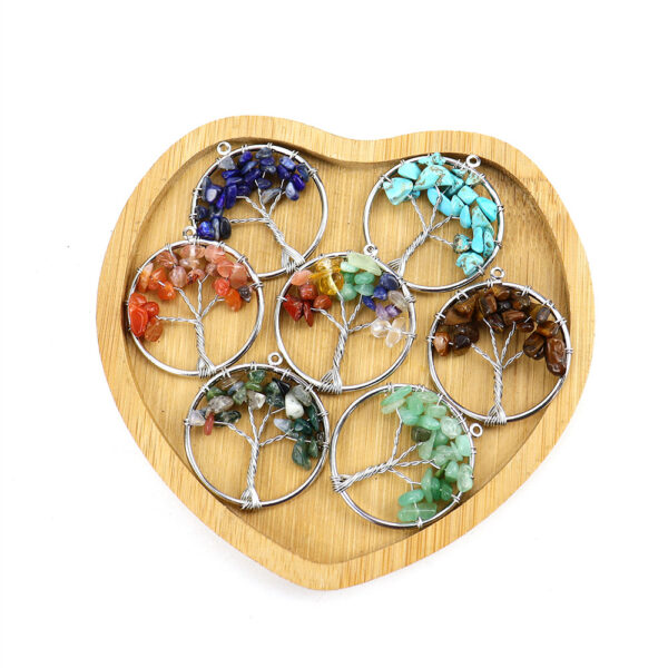 Wholesale Trendy Tree of Life Pendant Natural Agate Crystal Necklace Jewelry Accessory