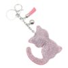 Wholesale Light Blue Plush Cat Keychain Bag Charm Rhinestone Tassel Wedding Gift Boutique Resale