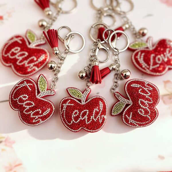 Wholesale Design Rhinestone Letter Keychain, Red Tassel Bag Charm, Boutique Resale Gift