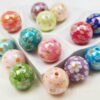 oly-d098c001899a75c458a476df7ab6f322 Wholesale Chic Acrylic Flower Printed Beads 16mm Pink for DIY Phone Chain Keychain Bag Charm Accessory