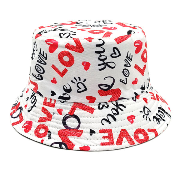 oly-d0bd2a3fbe662f82cac945b3b526b692 Wholesale Valentine's Heart Print Fisherman Hat Double Sided Sun Hat for Couples Casual Fashion