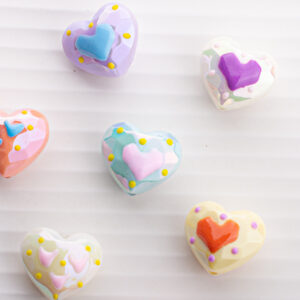 oly-d0d896248934307182e1fccd87e8e22a Wholesale Decorative Electroplated Acrylic Heart Beads Blue Pink for DIY Jewelry Craft
