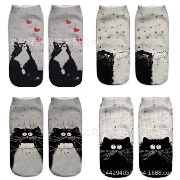 oly-d0dc711c94596910b434c4de5e758347 Wholesale Trendy 3D Digital Print Cat Socks Unisex Polyester Cotton Casual for Resale