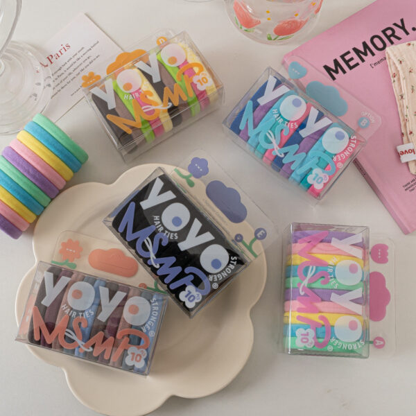 oly-d0ea3ee6a933256943d6356f428f29ad Wholesale Macaron Color Korean Sweet Hair Ties 10pcs Box Fashion Hair Accessory Boutique Resale