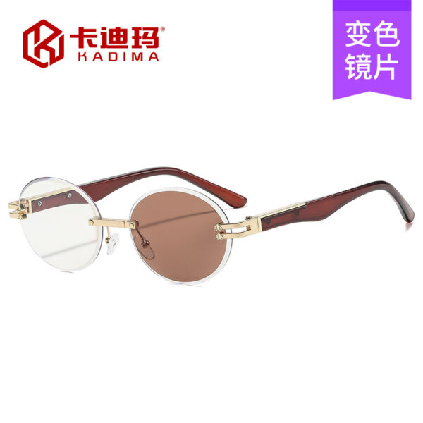 oly-d0f4f6b153e0cfbe63d97520b1c5081f Wholesale Frameless Round Photochromic Sunglasses UV400 Gold Frame Gray Lens Fashion Accessory for Street Style Travel