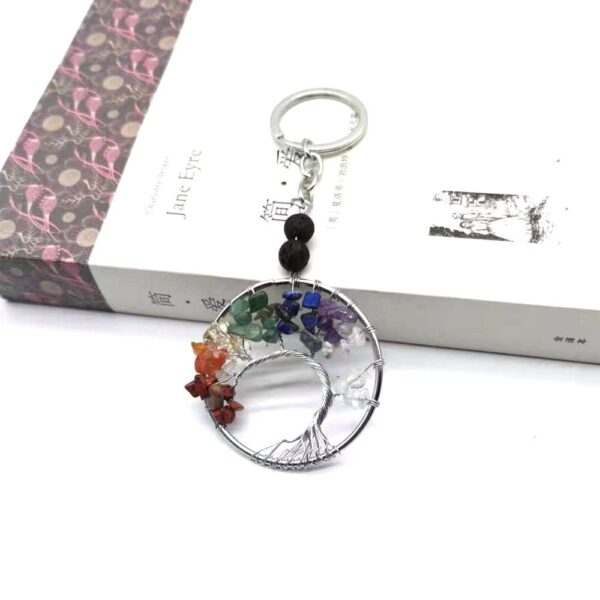oly-d104eafc6db32630542feeca52d23064 Wholesale Trendy Colorful Tree of Life Keychain Handmade Volcanic Stone Car Key Accessory Gift