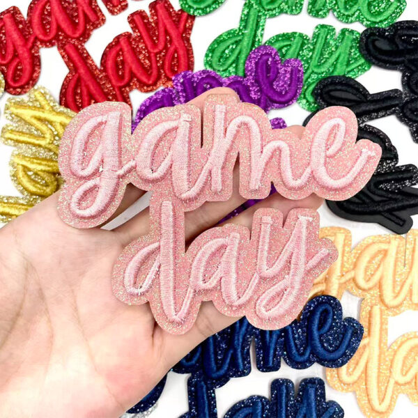 Wholesale Game Day 3D Embroidered Patch Iron-On Blue Polyester Fashion Accessory