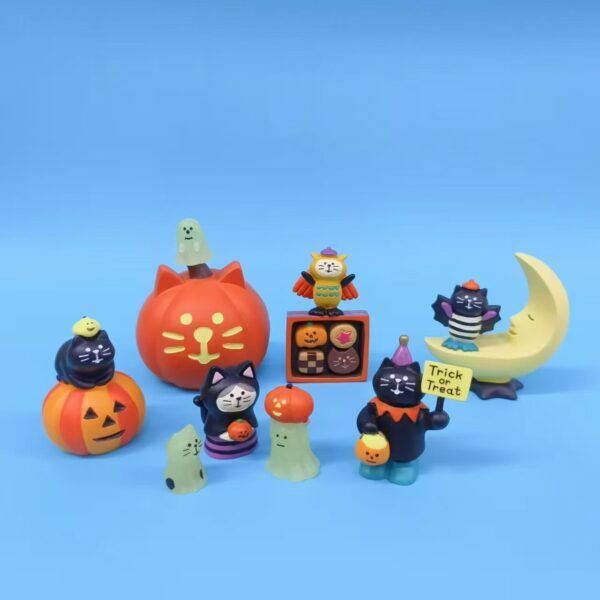 oly-d10ea878c6f5bffa941d3e29fb44c19c Wholesale Halloween Pumpkin Cat Resin Figurine Decorative Ornament for Gift Boutique