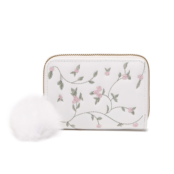 Wholesale Pu Leather Embroidered Short Wallet with Zipper Card Holder - Trendy Casual Purse for Women