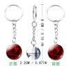 Wholesale Metal Electroplated Keychain Luminous Glass Ball Pendant Pastoral Style Bag Charm for Students