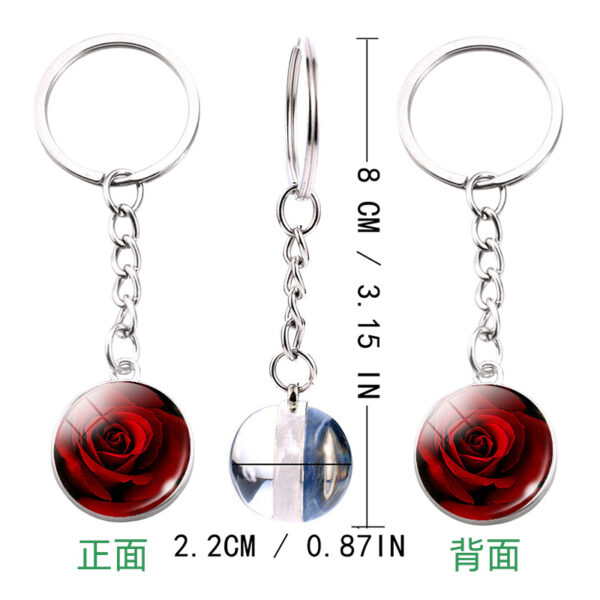 Wholesale Metal Electroplated Keychain Luminous Glass Ball Pendant Pastoral Style Bag Charm for Students