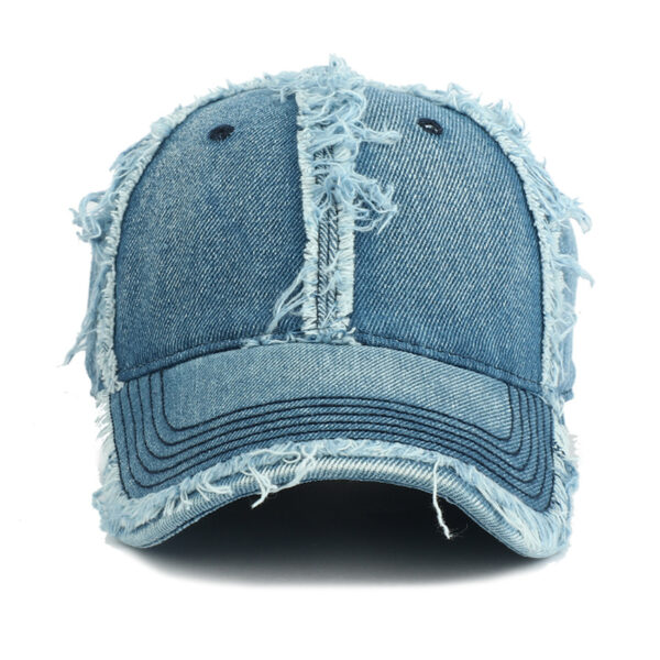 Wholesale Distressed Black Denim Baseball Cap Frayed Sun Hat Boutique