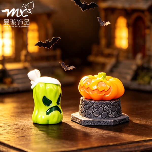 Wholesale Halloween Funny Pumpkin Head Resin Decorative Figurine, DIY Desktop Ornament, Home Decor Gift