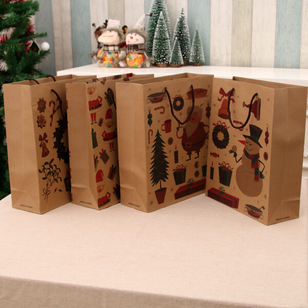 Wholesale Christmas Kraft Paper Gift Bags Medium Size Boutique Resale