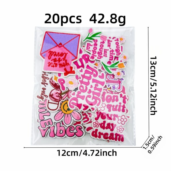 Wholesale Pink Embroidered Fabric Patch Inspirational Short Quotes Decorative Accent for Adult Everyday Use