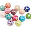 oly-d1e1b697e7c0e67f811831749fd2f043 Wholesale Chic Acrylic Flower Printed Beads 16mm Pink for DIY Phone Chain Keychain Bag Charm Accessory