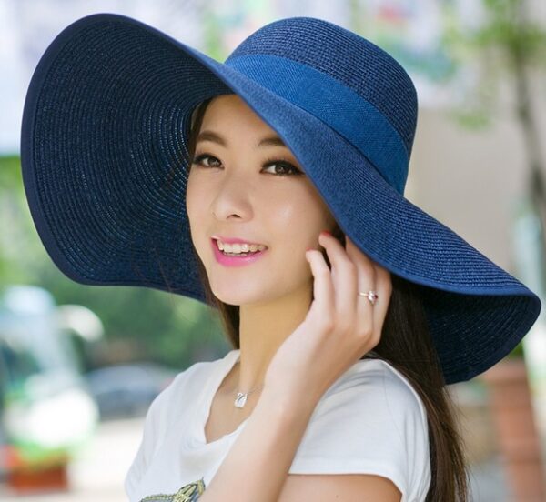 oly-d1f5e6597007a36e68412457f477bba3 Wholesale Natural Straw Sun Hat Summer Beach Big Brim for Women Yellow Sun Protection Resale