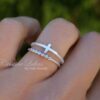 oly-d1ff78a96557f99c8a7efa1c885daff5 Wholesale Double Layer Cross Bohemian Gold Alloy Ring Fashion Jewelry Accessory