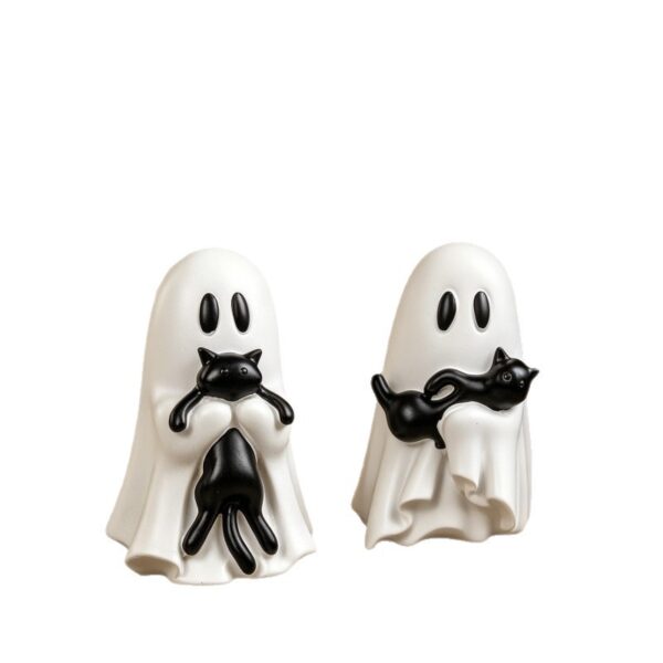 Wholesale Resin Ghost Black Cat Figurine Halloween Home Decor Decorative Accent Gift