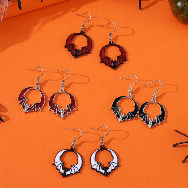 oly-d233406df1a369b9185eee84a7651ca5 Wholesale Exaggerated Bat Pendant Earrings Red Black Zinc Alloy Party Jewelry for Resale