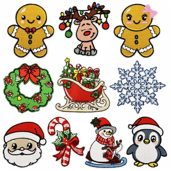 oly-d27a25a04545887cf4051b4955d9506d Wholesale Christmas Embroidery Patches Cartoon Deer Snowflake Polyester Thread Boutique Resale Accessory