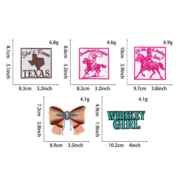 Wholesale Polyester Embroidered Patch Cowgirl Butterfly Letter Series Fashion Accessory for Jacket Decor